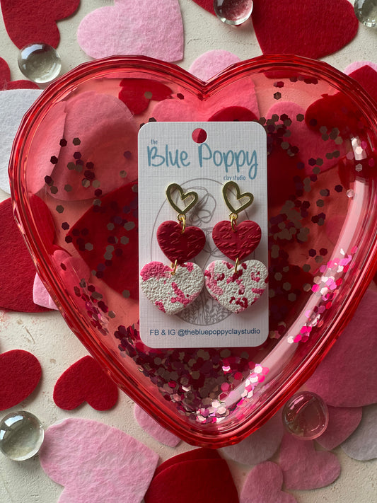 Three Texture Hearts (Gold heart stud top)