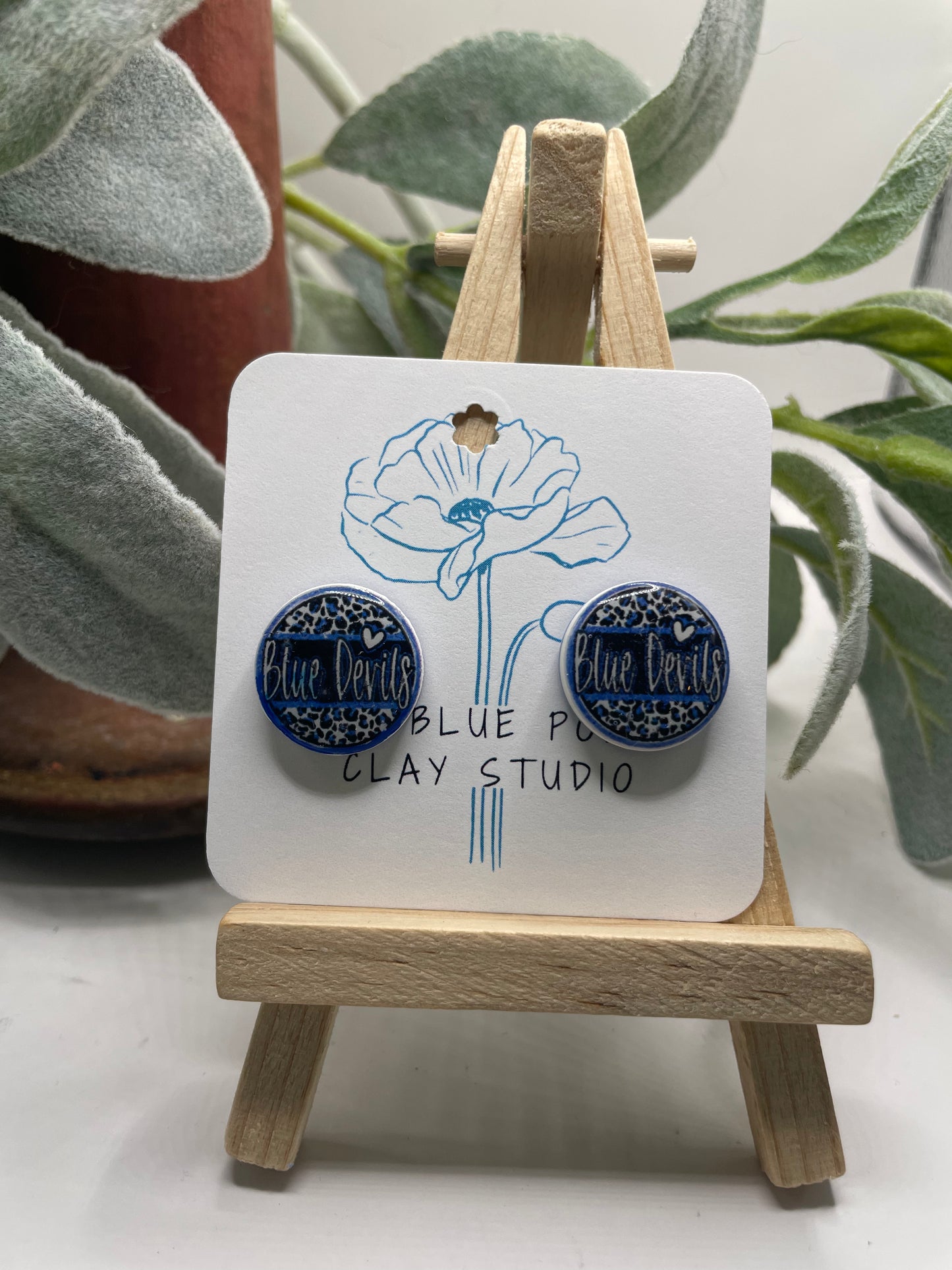 Bremen Blue Devil cheetah circle studs