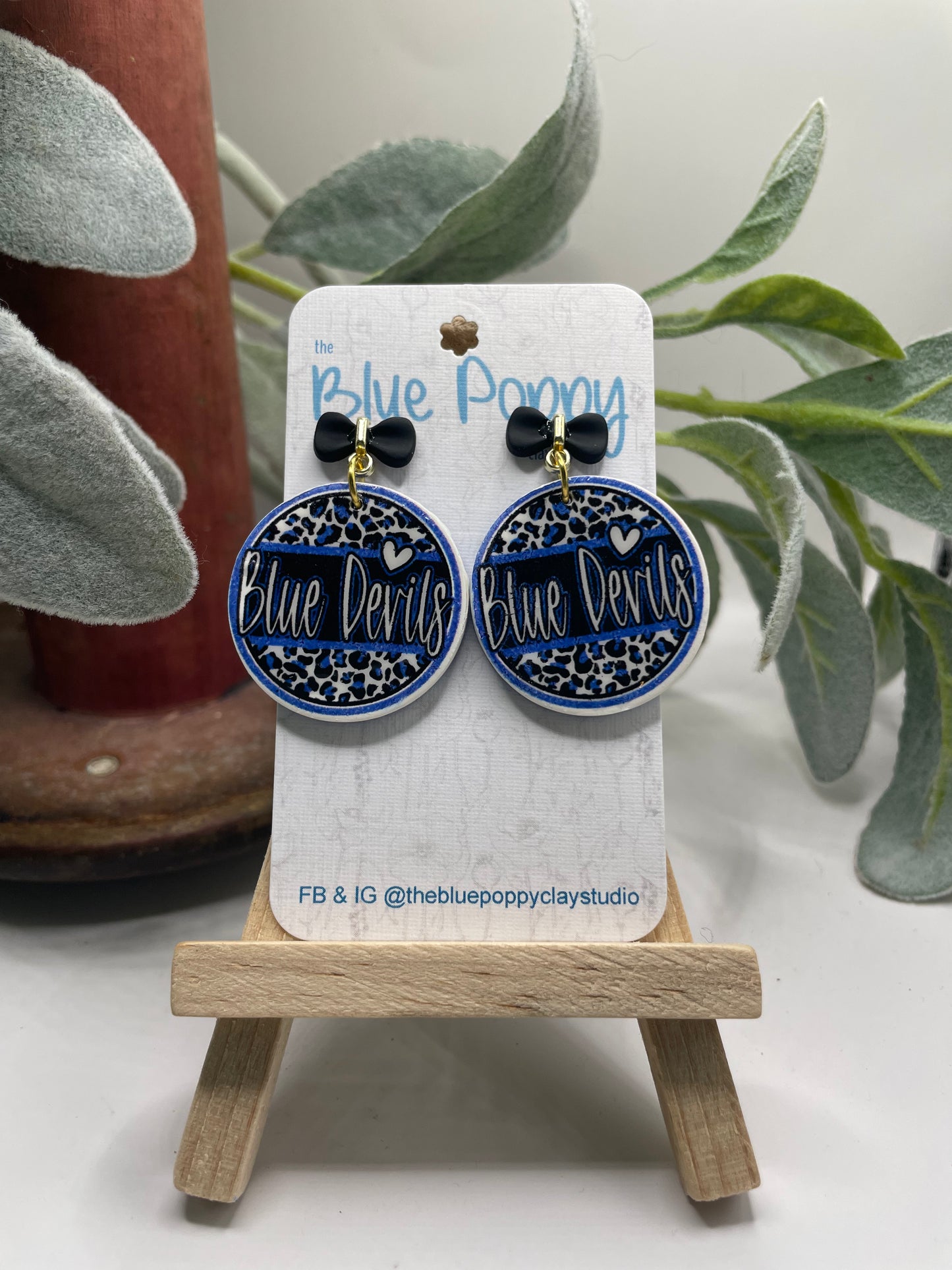 Bremen Blue Devil Circle with Black Bow Dangle - Med