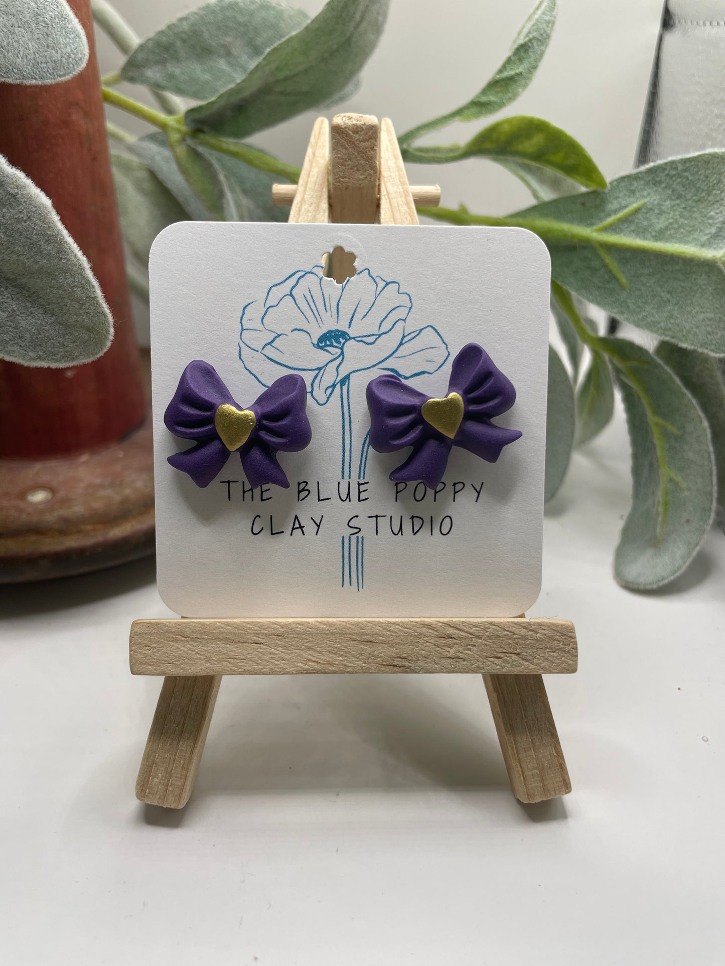 Purple & Gold Bow STUD