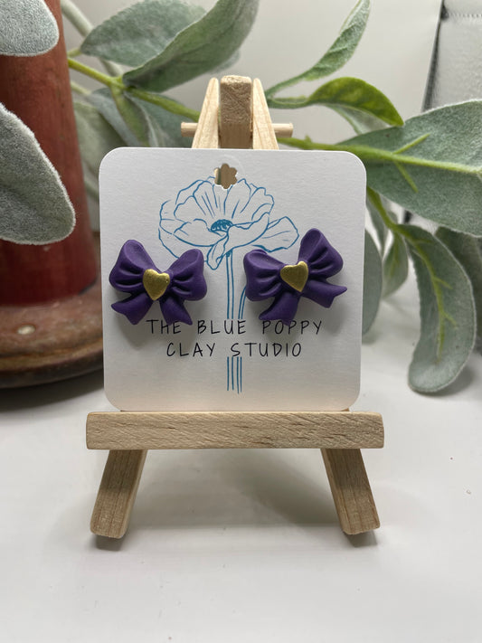 Purple & Gold Bow STUD