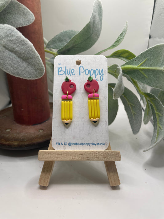 Pencil dangle with Apple stud