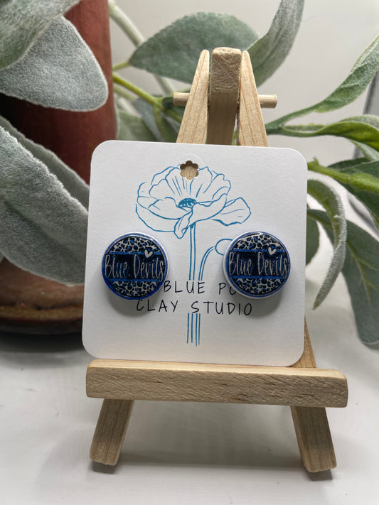 Bremen Blue Devil cheetah circle studs