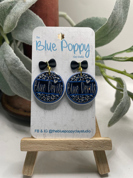 Bremen Blue Devil Circle with Black Bow Dangles - Sm