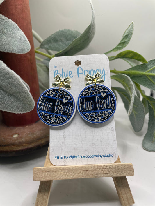 Bremen Blue Devil Circle with Gold Bow Dangles - Med