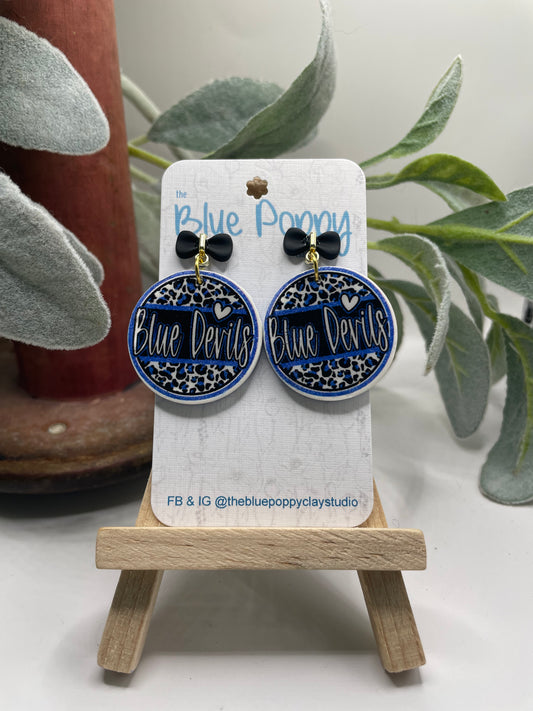 Bremen Blue Devil Circle with Black Bow Dangle - Med