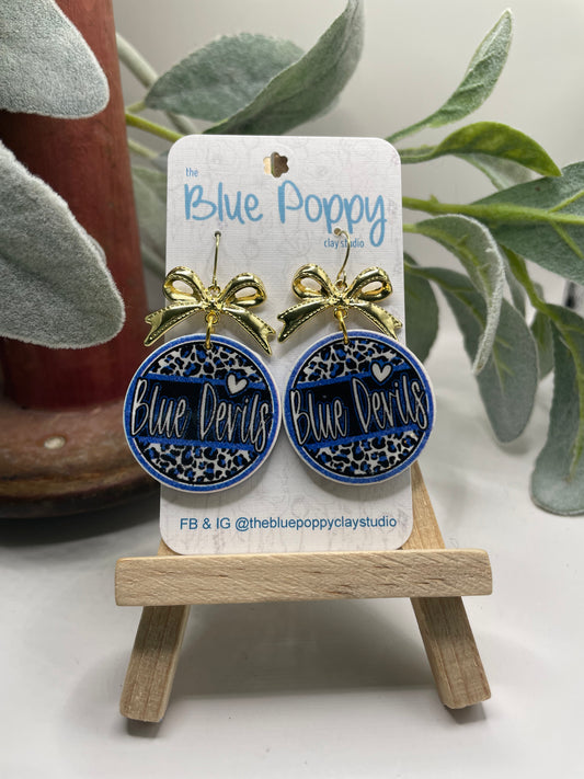 Bremen Blue Devil Circle with Gold Bow - Dangle Sm